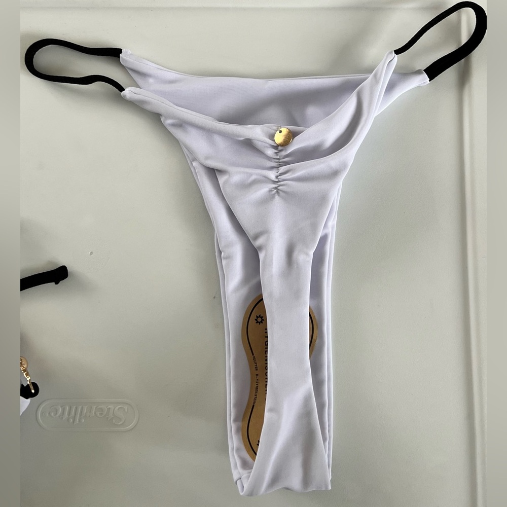 Elegant White Halter Thong Bikini Set - Picture 3 of 9